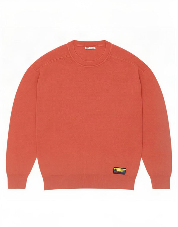 Zara Mens Crew Neck Jumper Sweater Large Red