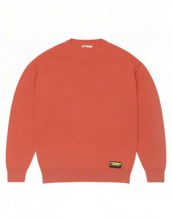Zara Herren-Pullover mit Rundhalsausschnitt, Größe L, Rot