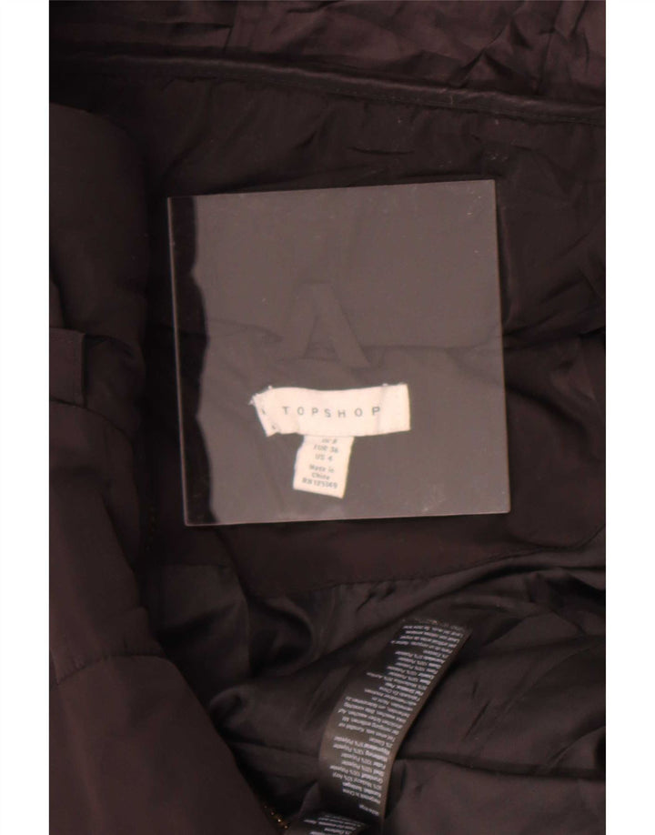 Topshop Damen-Jacke mit Kapuze, gepolstert, Größe S, UK 8, Schwarz, Polyester