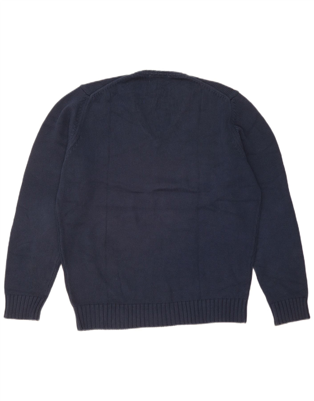 Zara Herren-Pullover mit V-Ausschnitt, groß, marineblaue Baumwolle