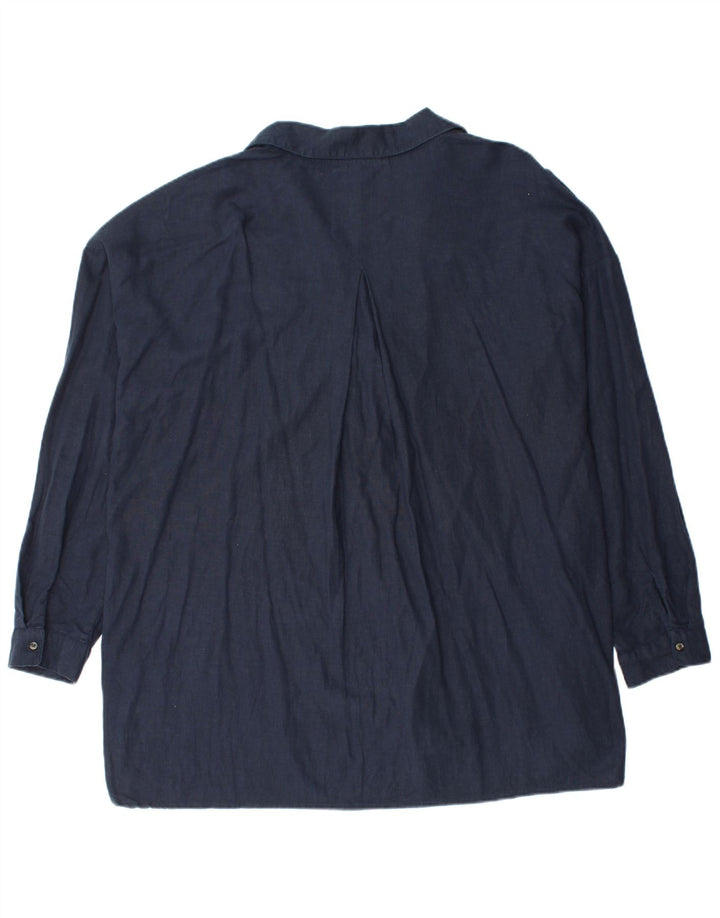 FAT FACE Damen-Pullover-Hemd in Übergröße, Größe 40, Marineblau, Leinen
