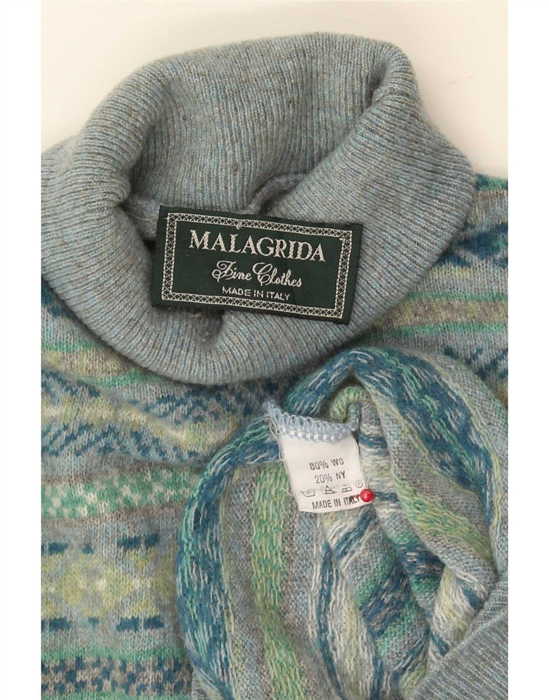 Malagrida Rollkragenpullover für Herren, mittelgroß, mehrfarbig, Fair-Isle-Wolle
