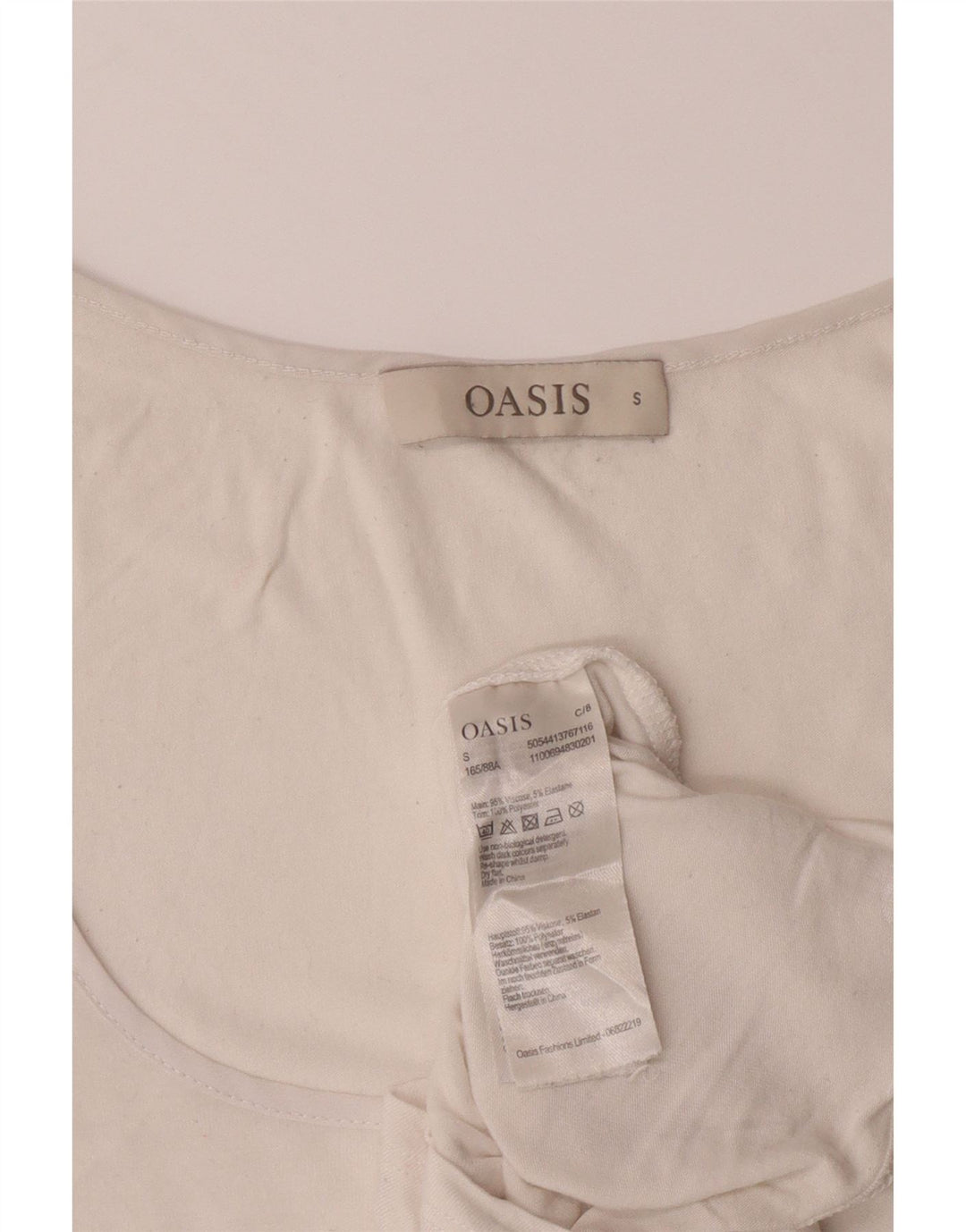 OASIS Womens Vest Top UK 10 Small White Viscose Vintage Oasis and Second-Hand Oasis from Messina Hembry 