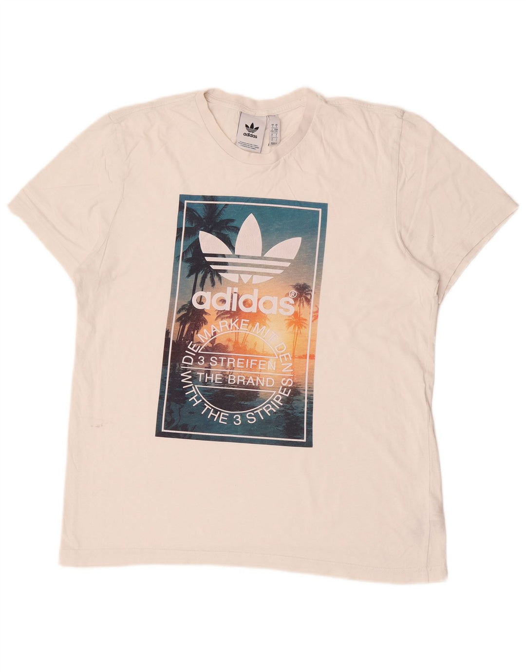 Adidas Herren T-Shirt mit Grafik, groß, aus weißer Baumwolle