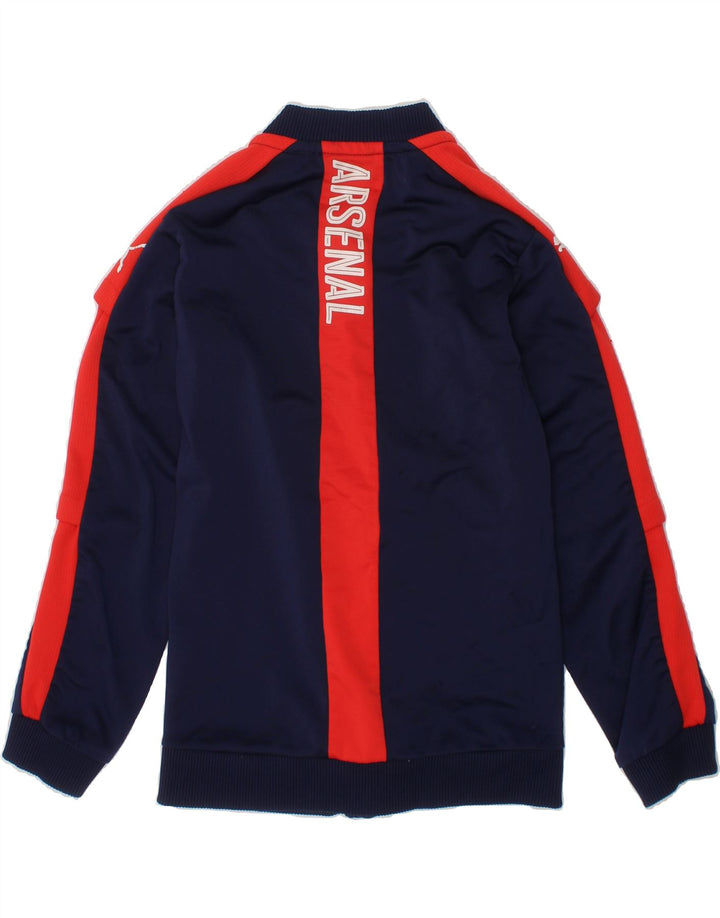 PUMA Boys Graphic Tracksuit Top Jacket 7-8 Years Navy Blue Colourblock Vintage Puma and Second-Hand Puma from Messina Hembry 