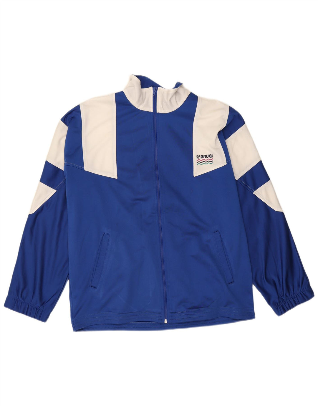 Brugi Herren-Trainingsanzugoberteil, mittelblaues Farbblock-Polyester