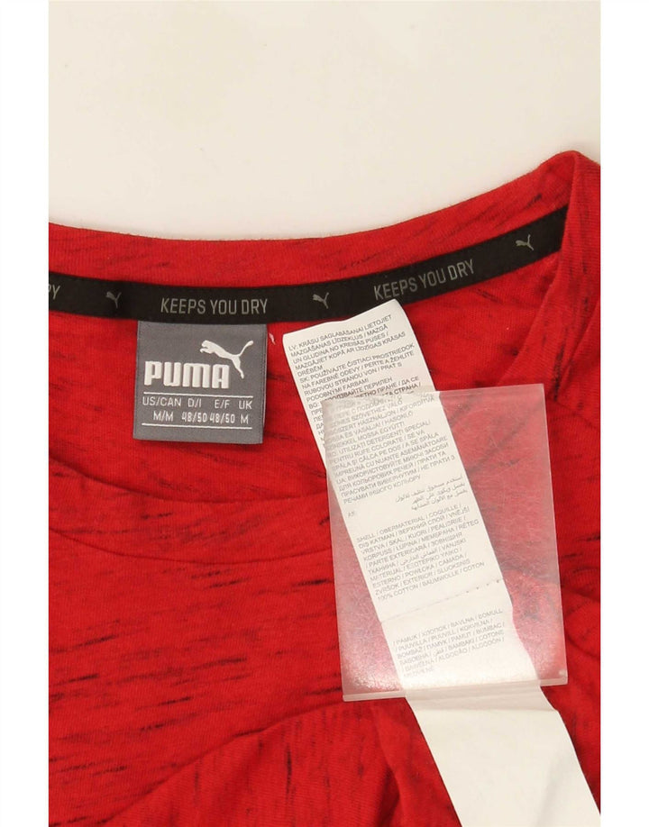 Puma Herren-T-Shirt-Oberteil aus mittelrot gefleckter Baumwolle