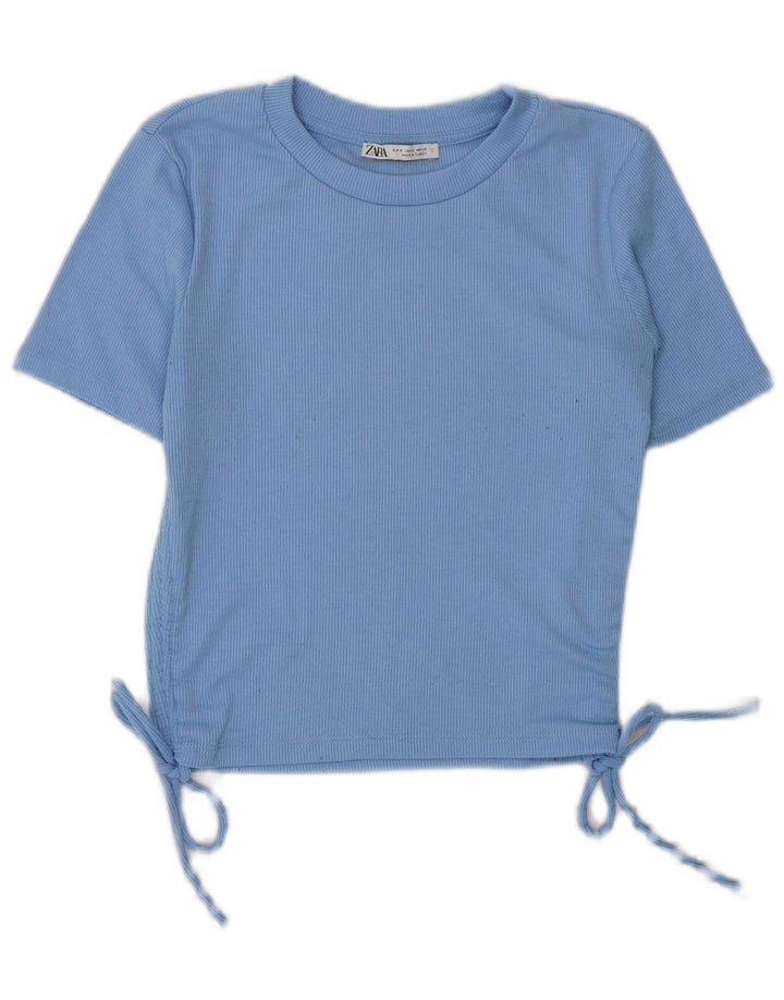 Zara Damen Crop T-Shirt Top UK 10 Small Blau