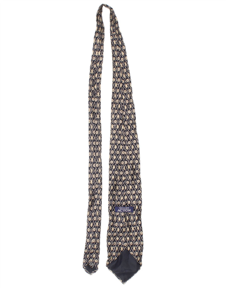 Trussardi Herren-Krawatte, Einheitsgröße, blaues Blumenmuster, Seide, klassisch