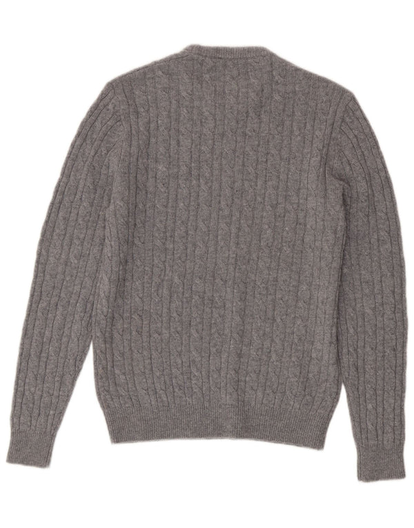 Jack Wills Herren-Pullover mit Rundhalsausschnitt, UK 14, mittelgraue Merinowolle