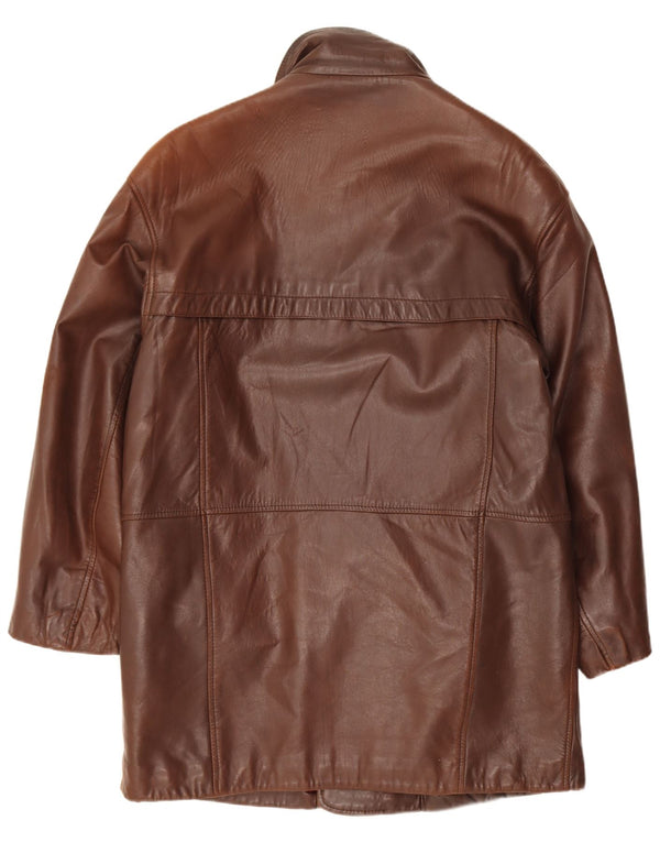Vintage Damen Ledermantel UK 14 Groß Braun
