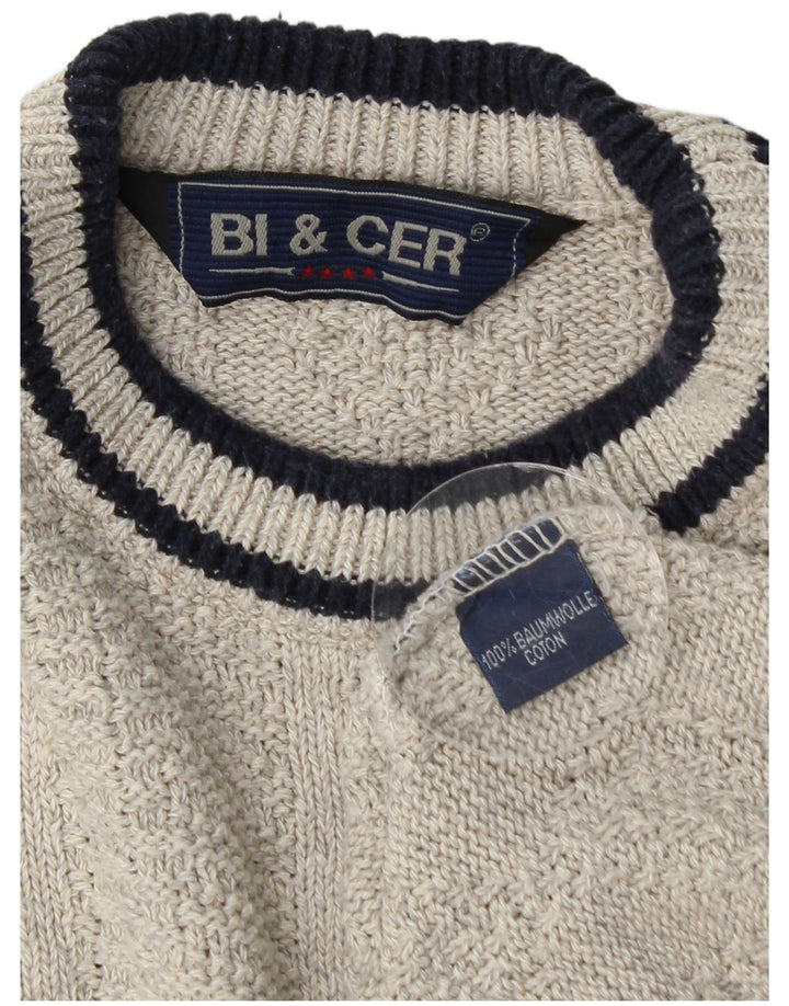 VINTAGE Herren-Pullover mit Rundhalsausschnitt, XL, graue Baumwolle