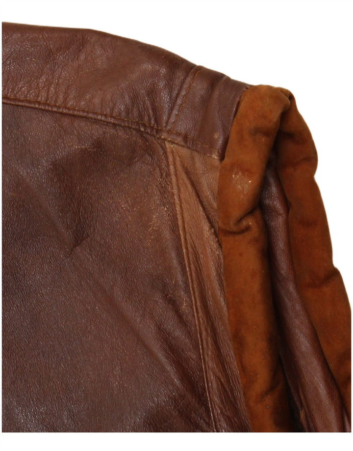 Vintage Herren Lederweste UK 40 Großes braunes Leder