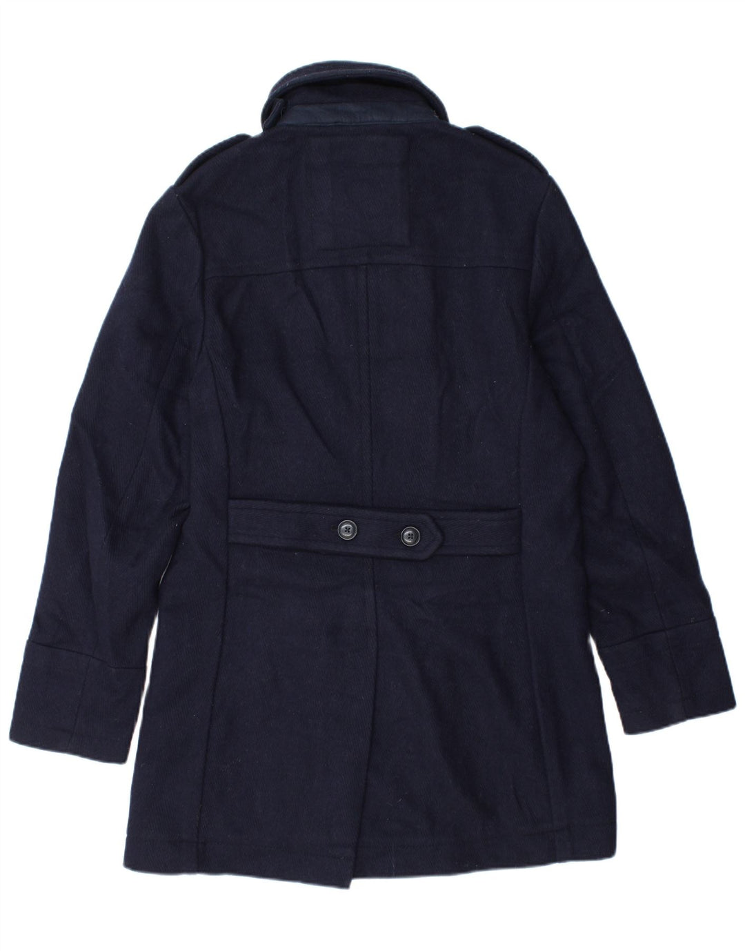 Superdry Herren Military Pea Coat UK 42 XL Marineblaue Chevron-Wolle