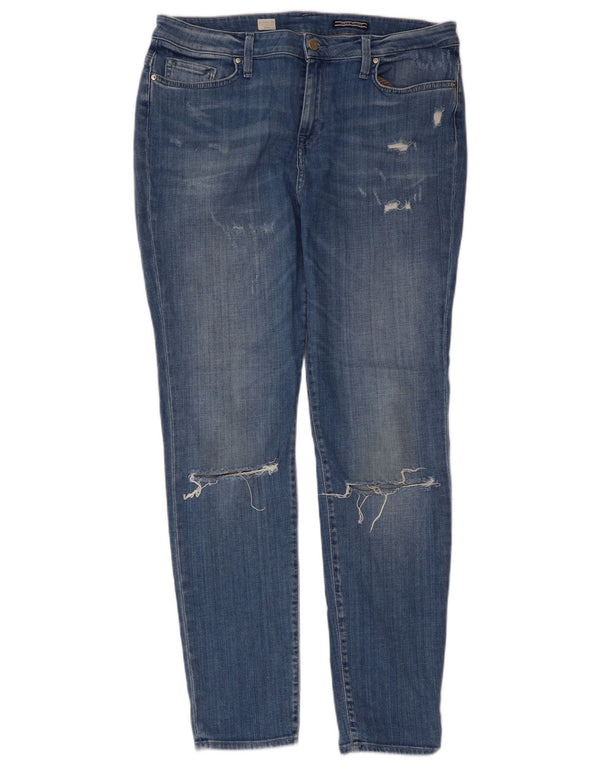 Tommy Hilfiger Damen Girlfriend Distressed Slim Jeans W30 L30 Blaue Baumwolle