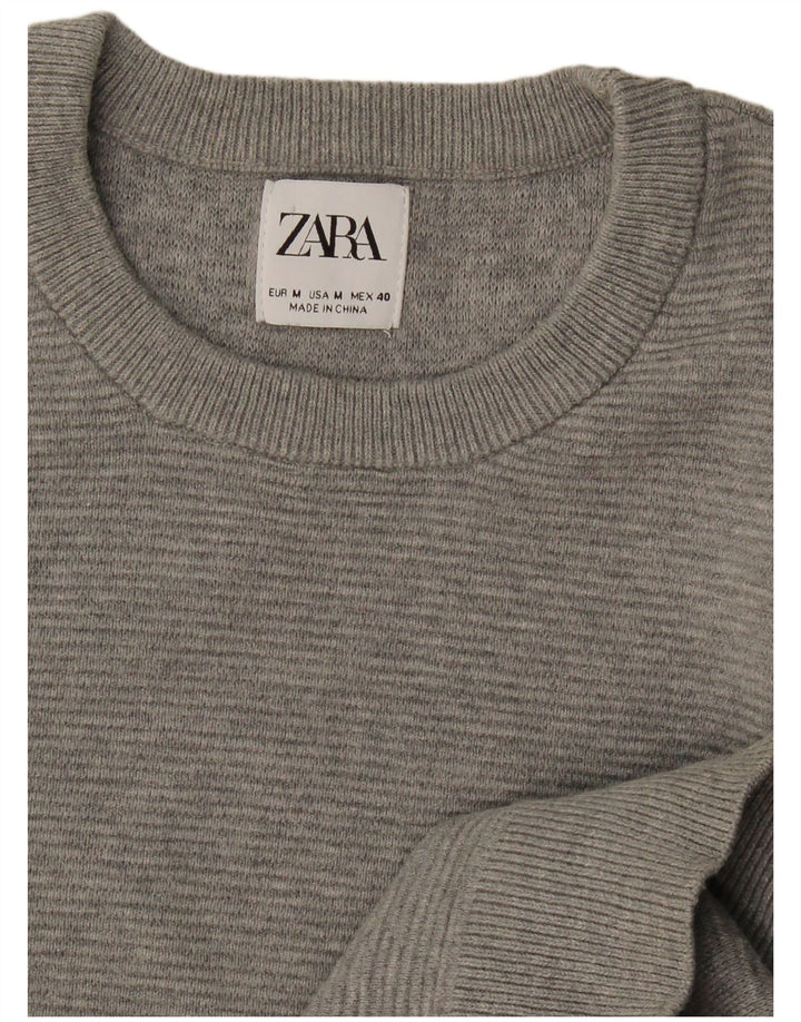 Zara Herren-Pullover mit Rundhalsausschnitt, mittelgrau