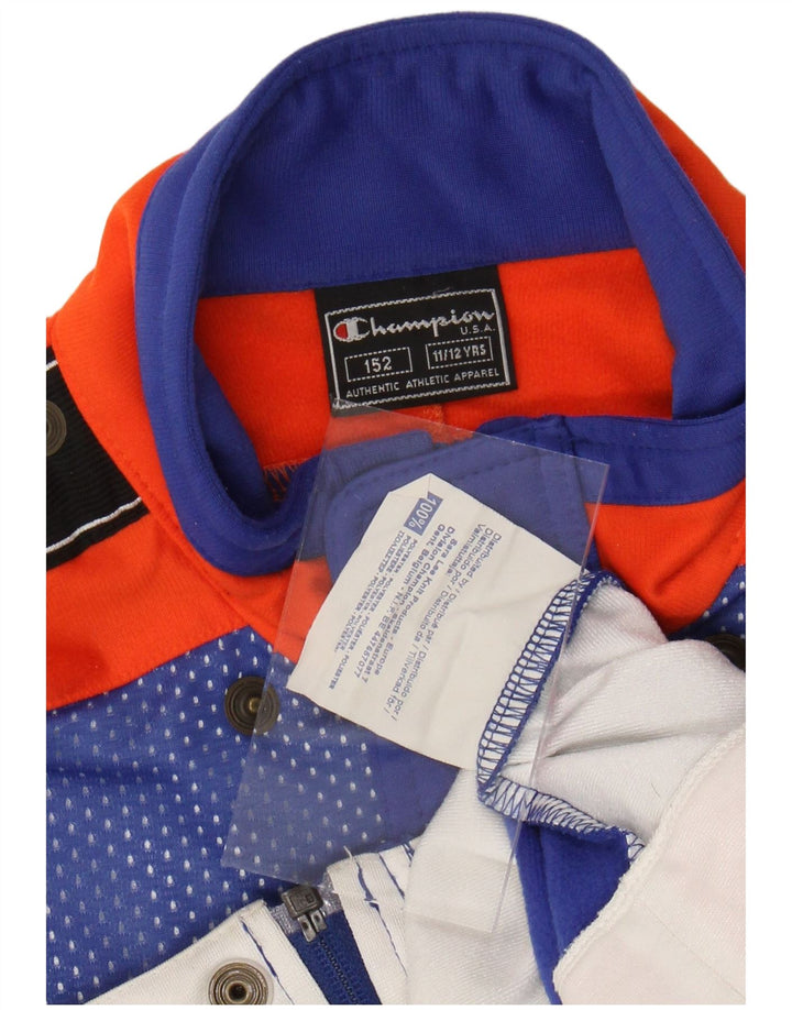 CHAMPION Jungen-Trainingsanzugoberteil mit Grafik, 11–12 Jahre, blaues Farbblockdesign