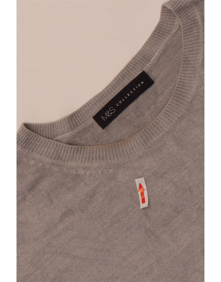 Marks & Spencer Damen-Pullover mit Rundhalsausschnitt, Gr. 40, Größe L, Grau, Acryl