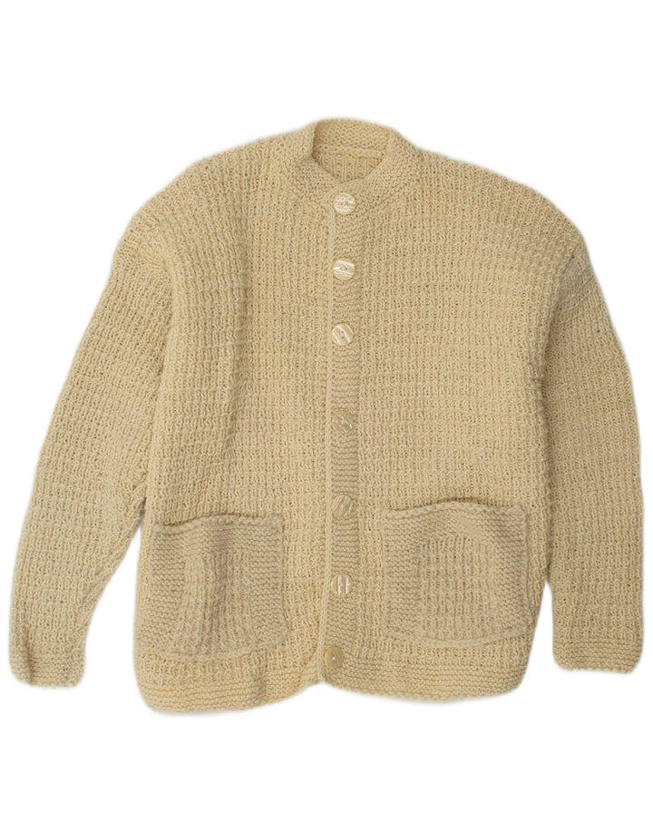 Vintage Damen Cardigan Pullover UK 12 Medium Off White