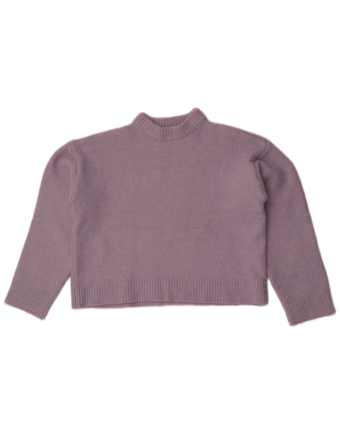 Zara Damen Crop Crew Neck Pullover Pullover UK 14 Mittellila Polyester