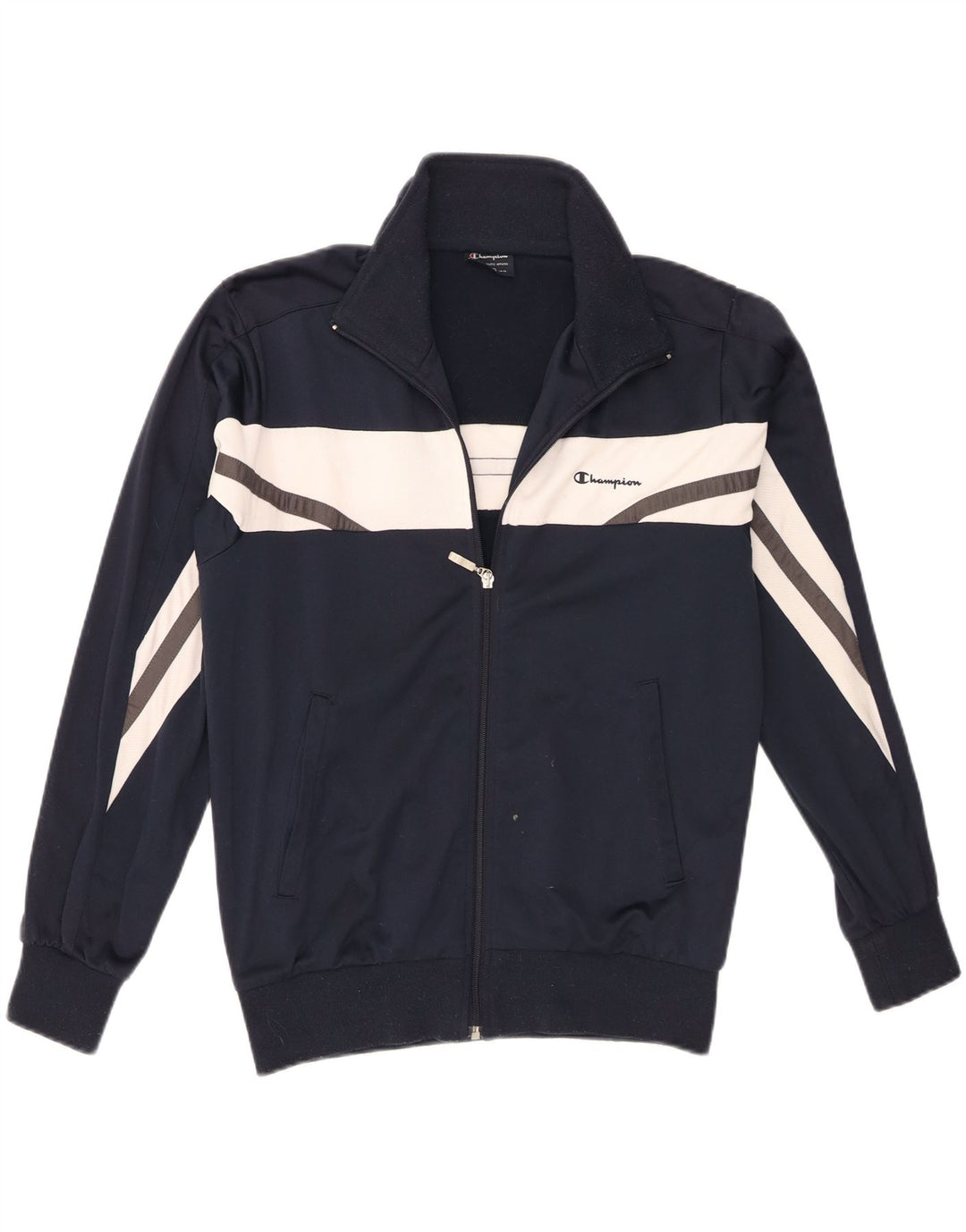 Champion Herren-Trainingsanzug-Oberteil, Jacke, Größe S, Marineblau, Farbblock-Polyester