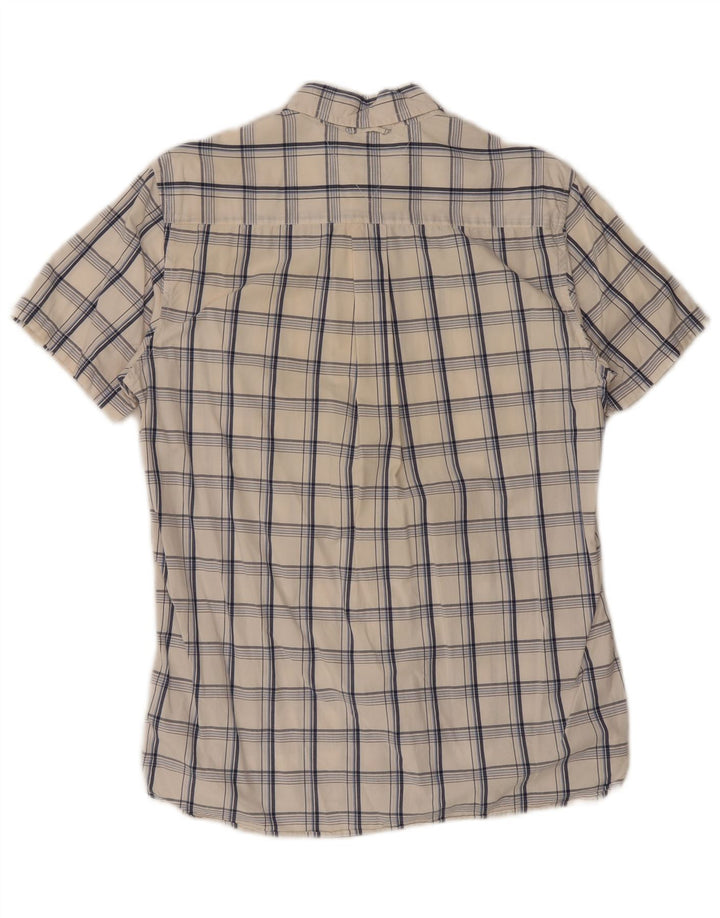 Tommy Hilfiger Herren Kurzarm-Hemd mit individueller Passform, mittelweiß karierte Baumwolle