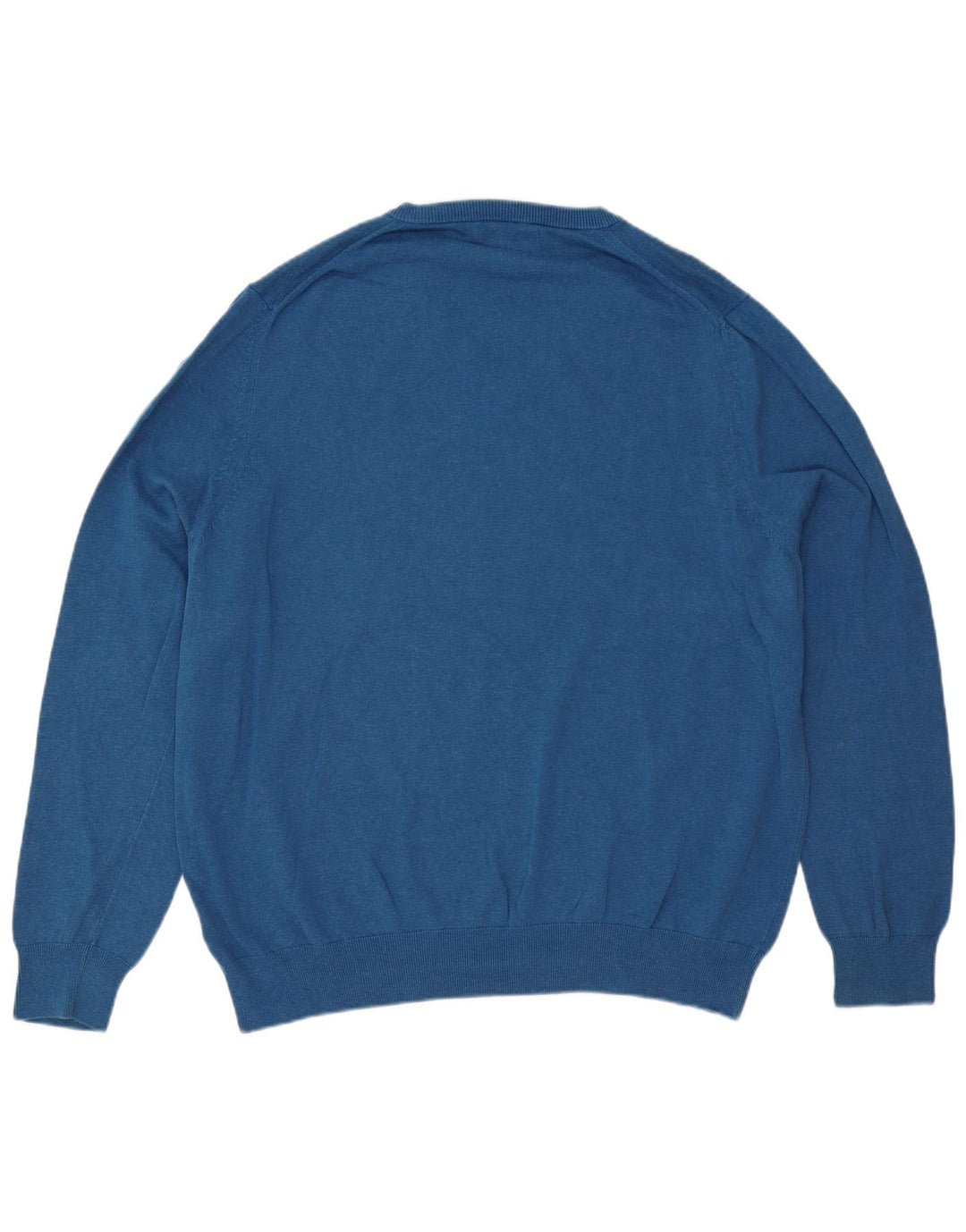 Marks & Spencer Herren-Pullover mit V-Ausschnitt, 2XL, blaue Baumwolle
