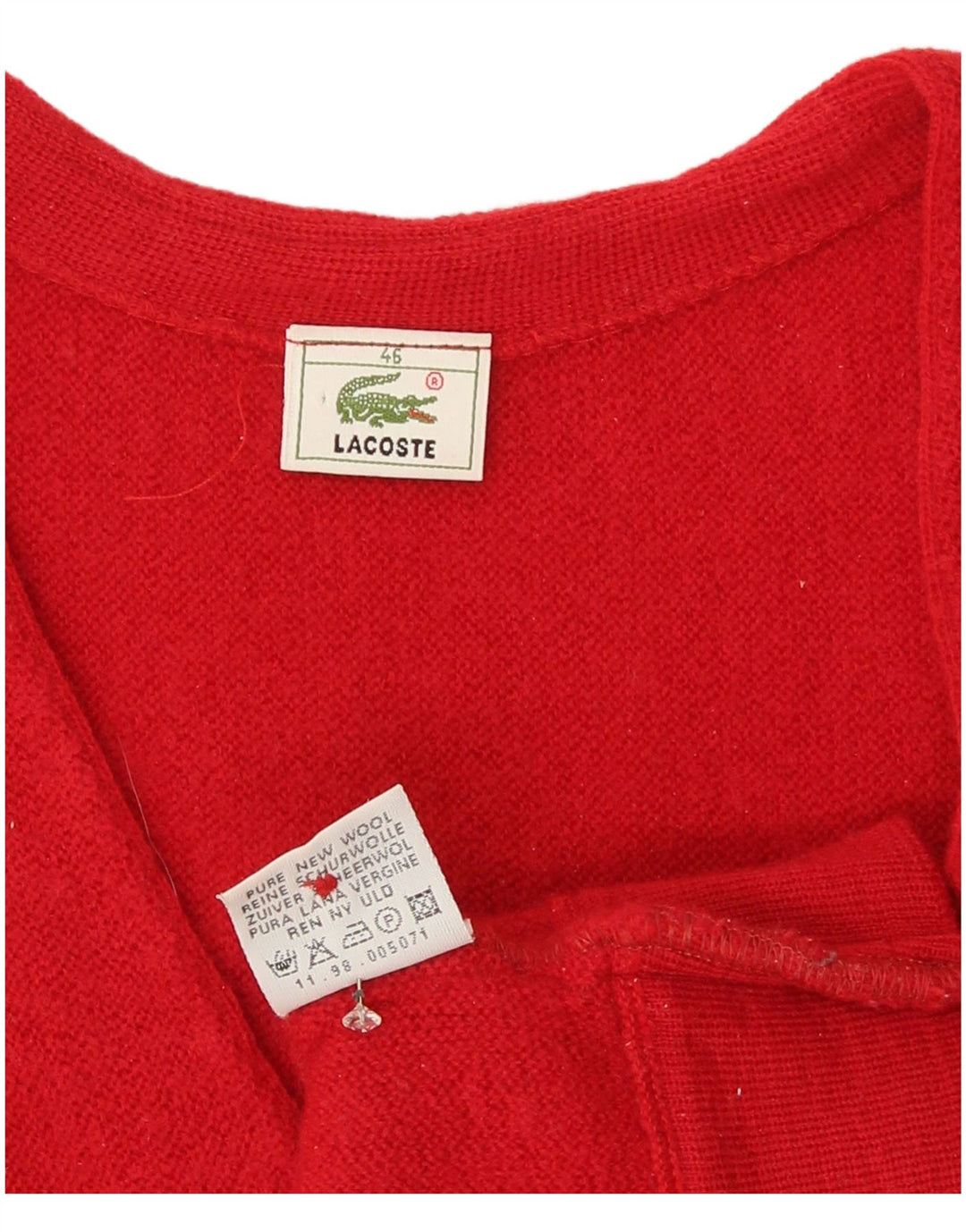 Lacoste Damen Strickjacke Pullover Größe 46 XL Rote Wolle