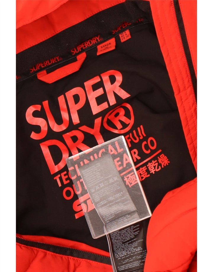 Superdry Wattierte Damenjacke mit Kapuze, UK 8, Größe S, Rot, Polyester