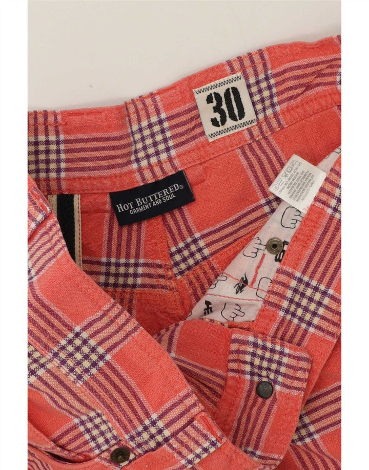 Vintage Herren Casual Shorts W30 Mittelrosa Karo Baumwolle