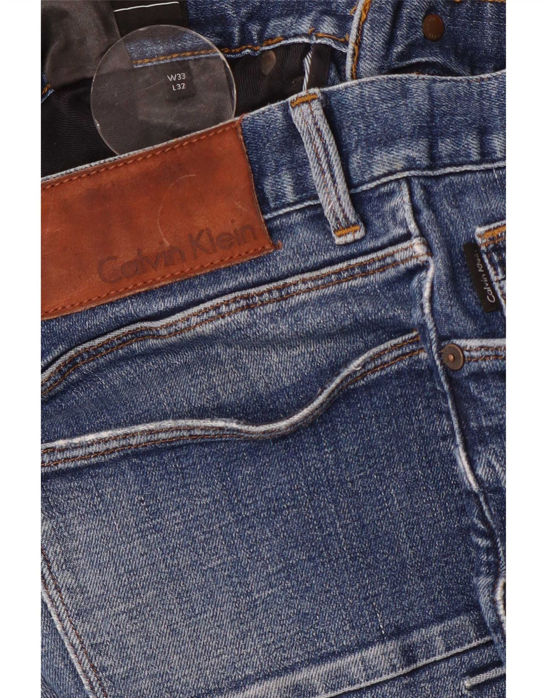 Calvin Klein Herren Slim Jeans W33 L32 Blaue Baumwolle