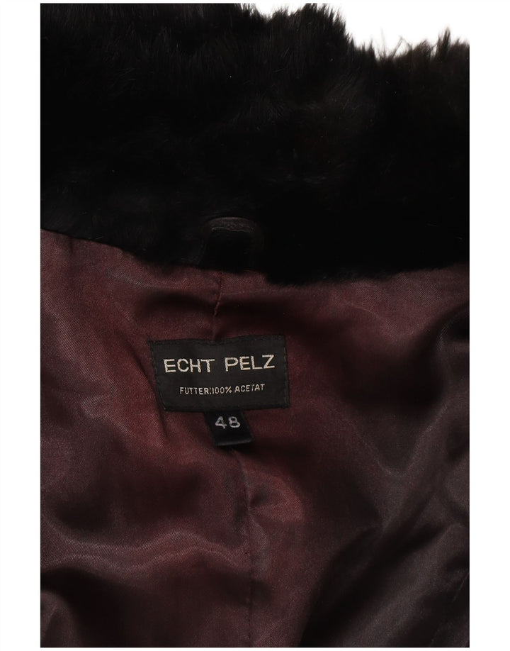 Vintage Damen Pelzjacke EU 48 2XL Schwarz Echtfell