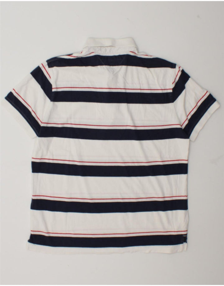 Tommy Hilfiger Herren-Poloshirt mit individueller Passform, groß, weiß gestreift