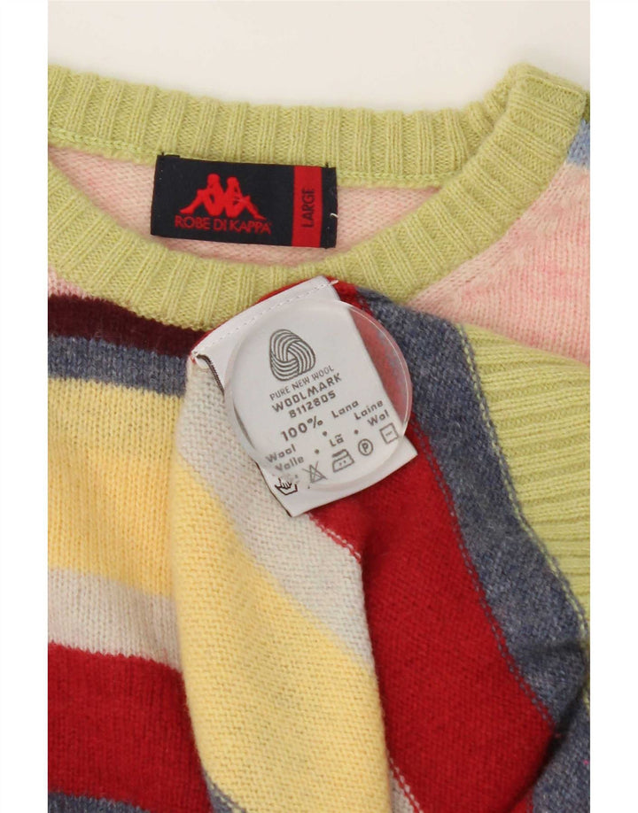 Kappa Herren-Pullover mit Rundhalsausschnitt, groß, mehrfarbig, gestreift, Wolle