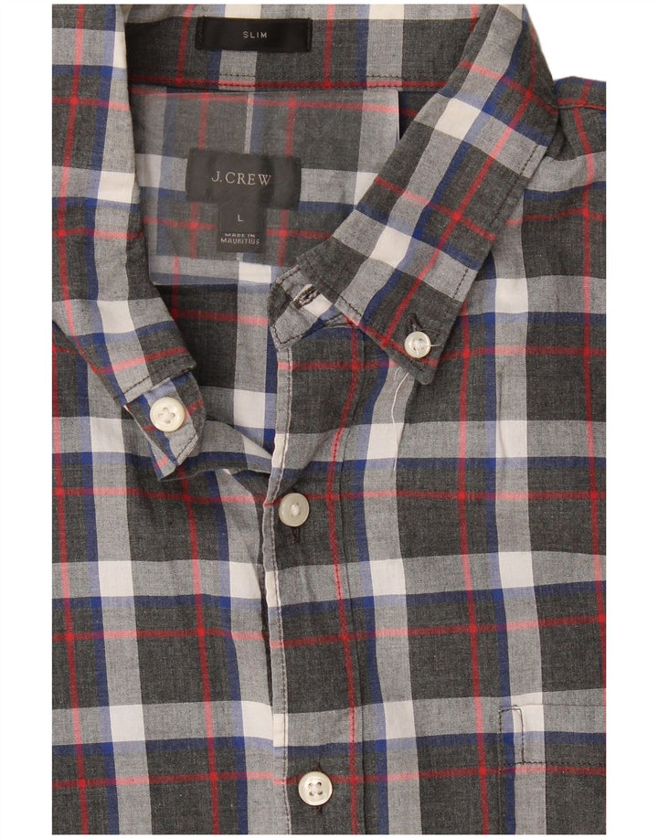 J. Crew Slim-Hemd für Herren, groß, grau kariert