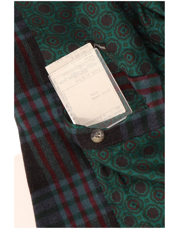 Vintage Herren 2-Knopf-Blazer-Jacke IT 48 Mittelmarineblau karierte Wolle