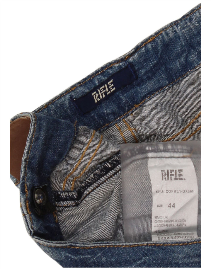 Rifle Damen Distressed Slim Jeans IT 44 Medium W34 L30 Blaue Baumwolle