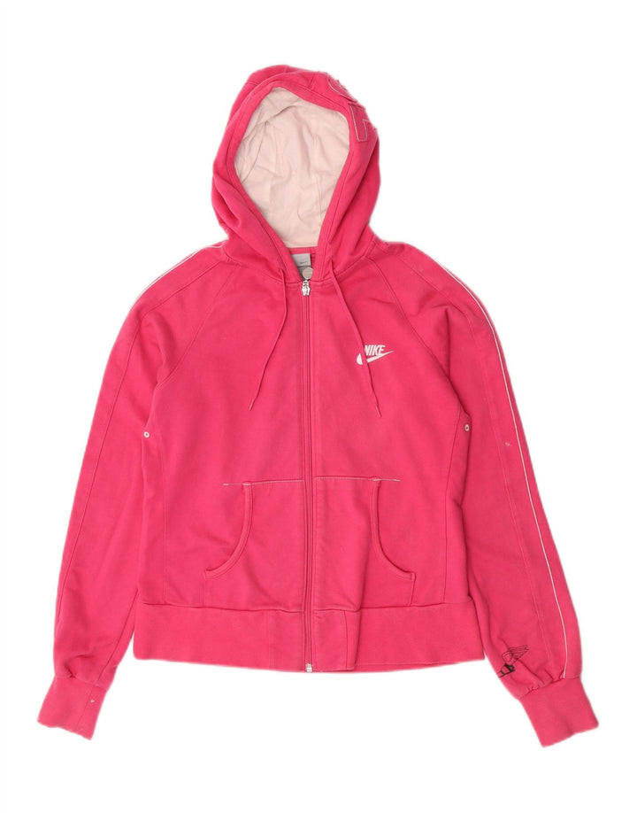Nike Damen Zip Hoodie Pullover UK 10/12 Mittelrosa Baumwolle