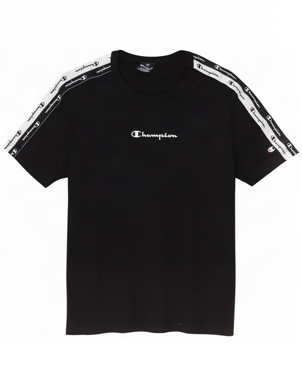 Champion Herren-T-Shirt mit Grafik, Mittelschwarz, Colourblock-Baumwolle