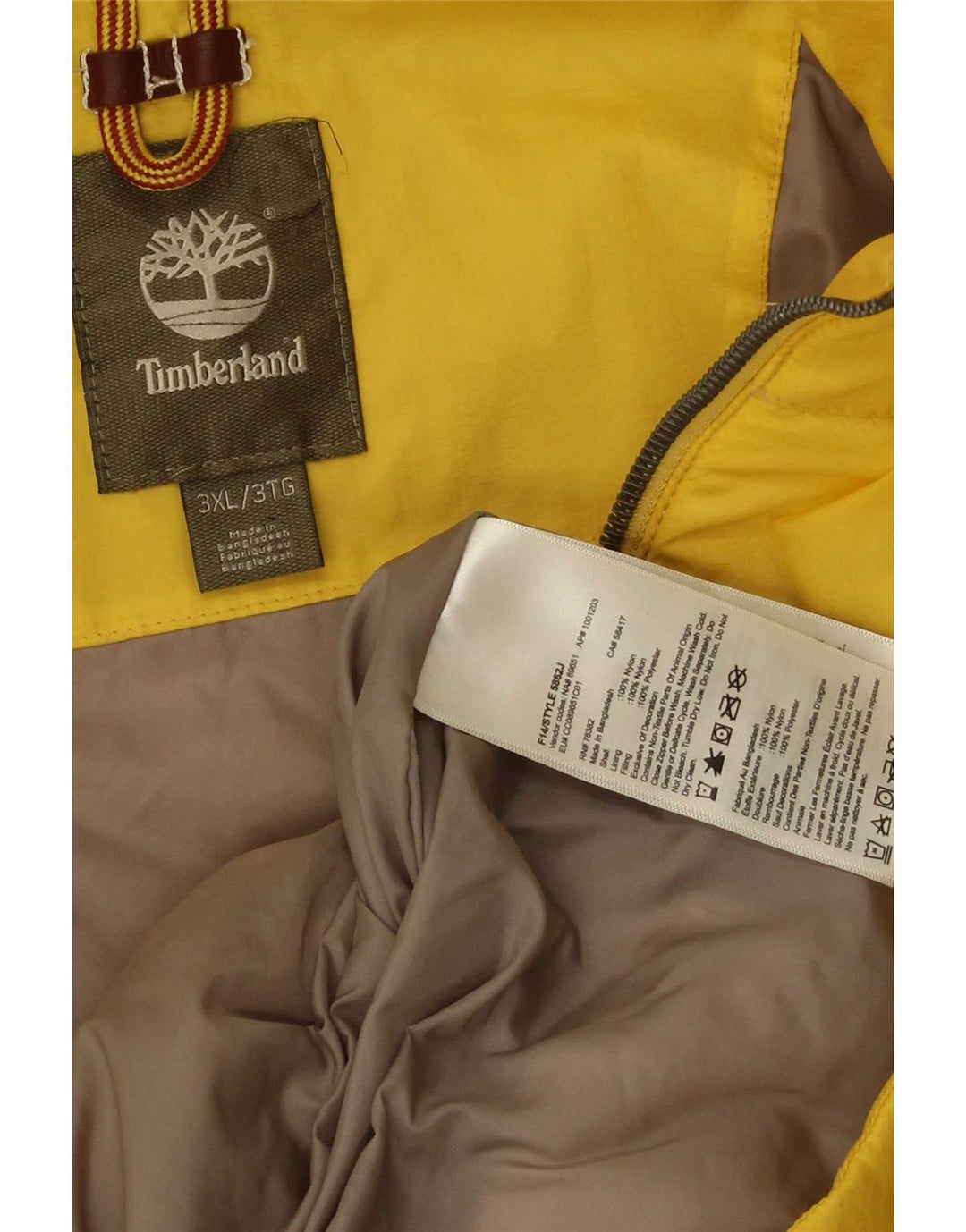 Timberland Herren gepolsterte Jacke UK 46 3XL gelbes Nylon
