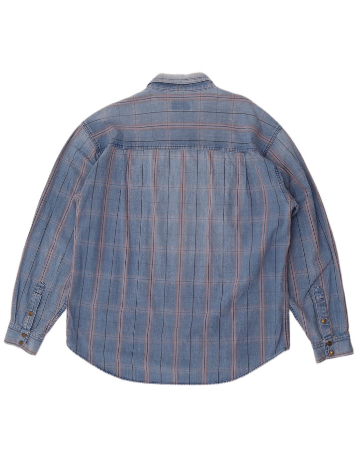 Wrangler Herren-Westernhemd 2XL, blau kariert, Baumwolle