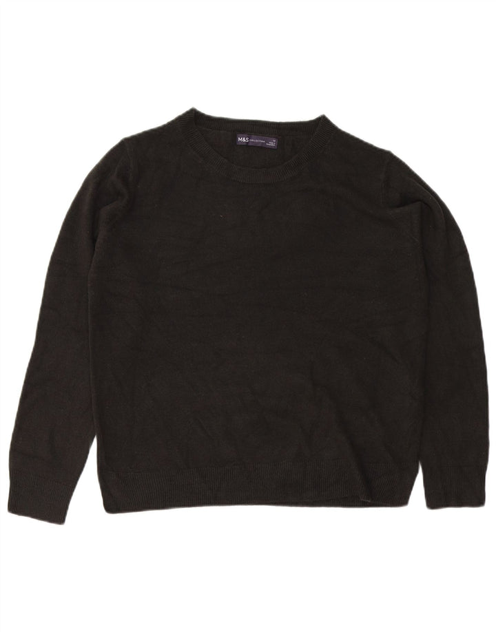 Marks & Spencer Damen-Pullover mit Rundhalsausschnitt, Gr. 14, Mittelschwarz, Acryl