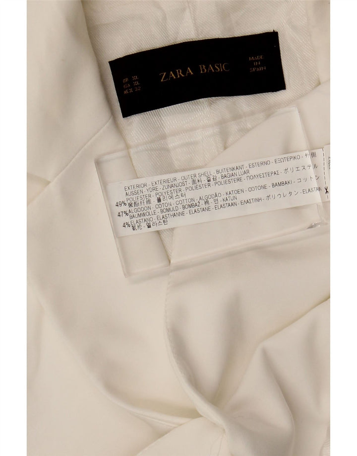 ZARA Damen 1-Knopf-Blazerjacke UK 18 XL Weiß Polyester