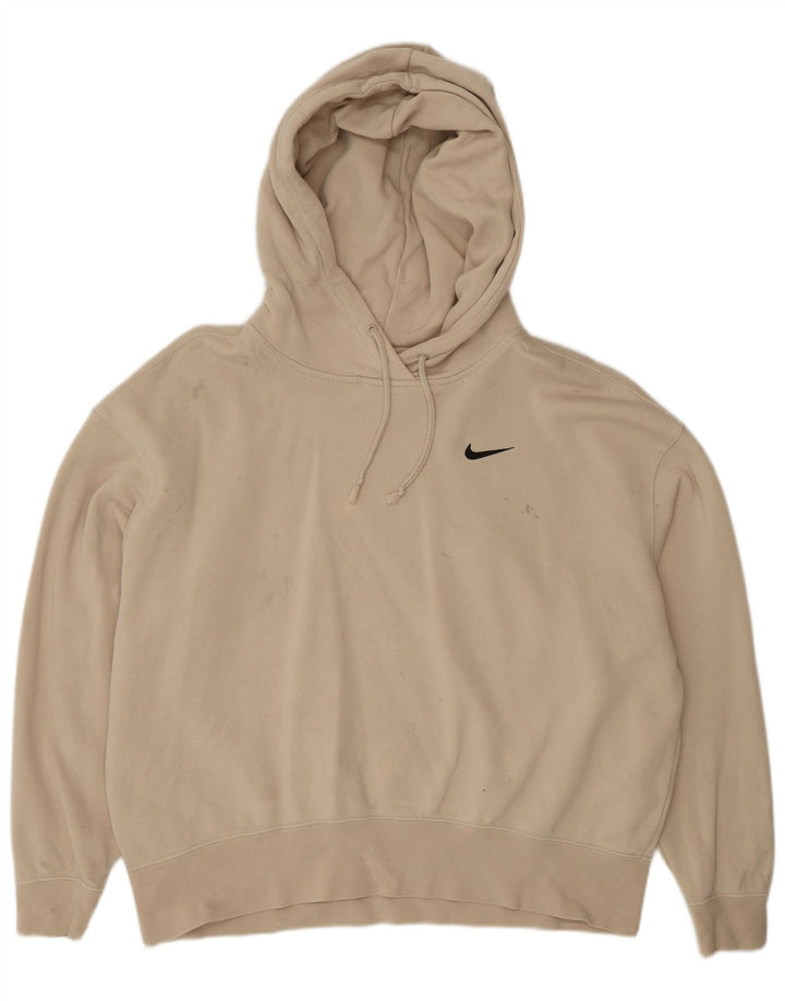Nike Damen-Pullover mit übergroßem Kapuzenpullover, UK 14, mittelbeige Baumwolle