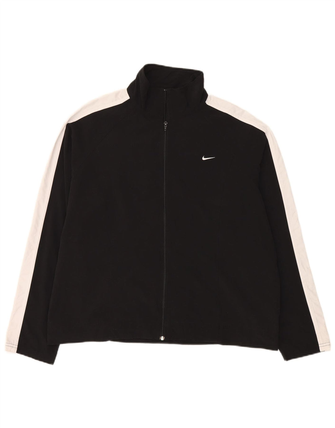 Nike Damen-Trainingsanzugoberteil, US-Größe 12/14, großes schwarzes Colourblock-Polyester