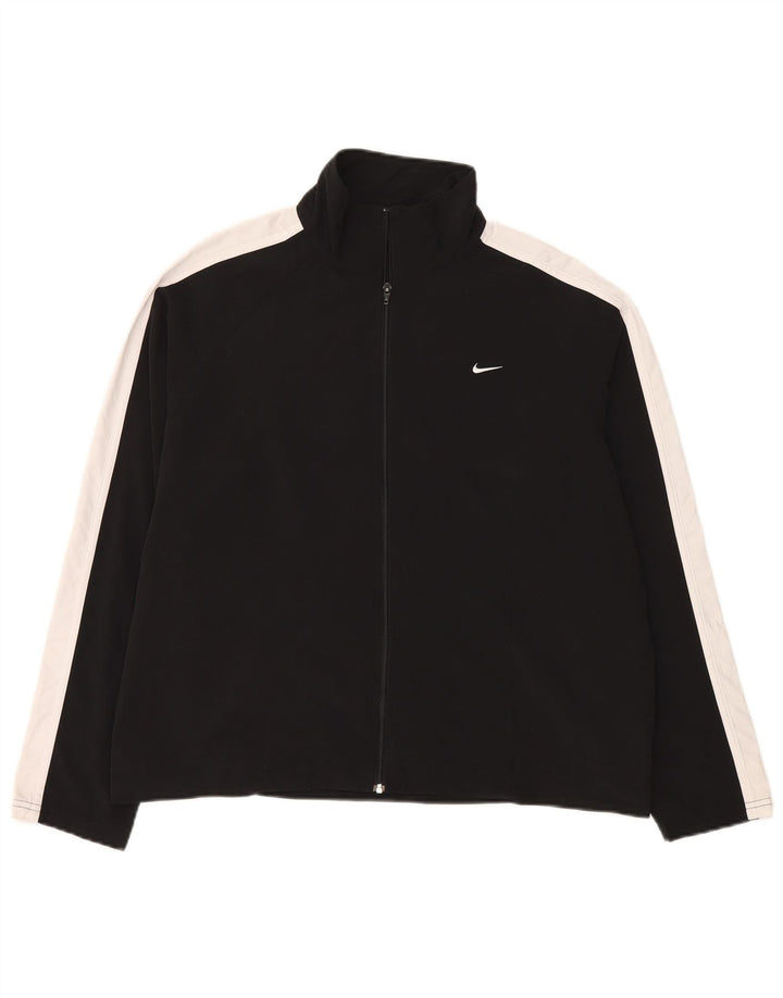 Nike Damen-Trainingsanzugoberteil, US-Größe 12/14, großes schwarzes Colourblock-Polyester