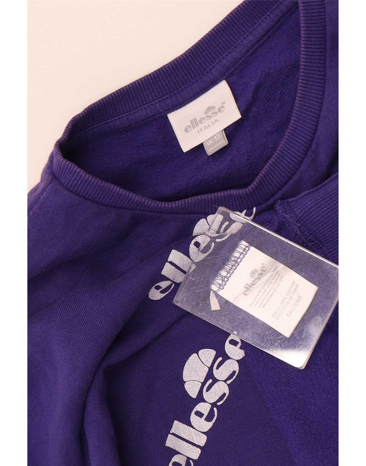 Ellesse Womens Graphic Sweatshirt Pullover UK 12 Mittellila Baumwolle