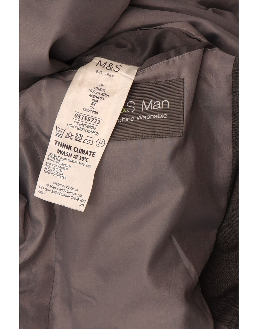Marks & Spencer Herren-Blazer mit 2 Knöpfen, Gr. 42, Größe L, Grau, Polyester