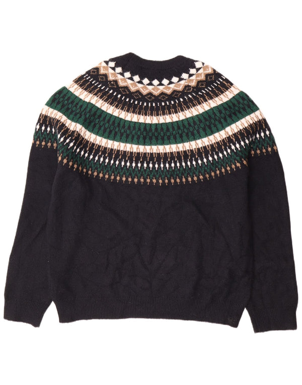 Marks & Spencer Herren-Pullover mit U-Boot-Ausschnitt, 2XL, Schwarz, Fair-Isle-Acryl