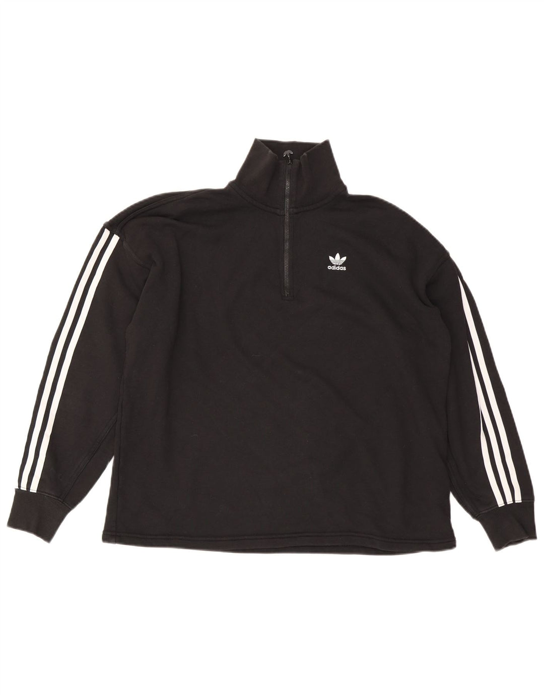 Adidas übergroßer Damen-Sweatshirt-Pullover, Gr. 10, Größe S, Schwarz, Baumwolle